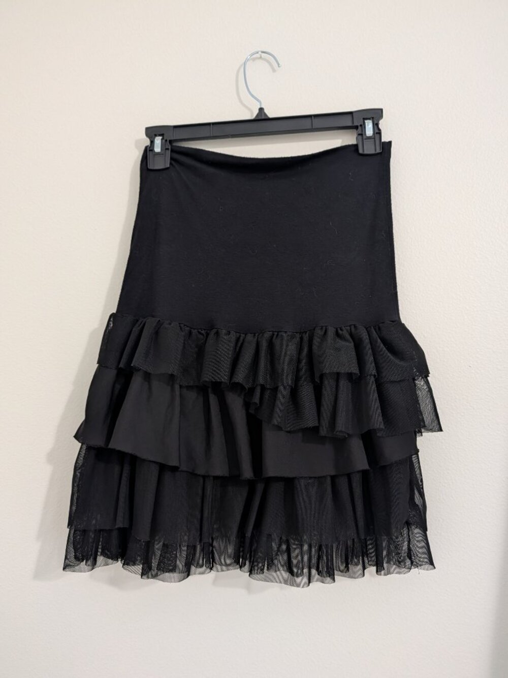 Gibson Black Layered Ruffle Mesh Skirt Tiered Gothic Indie Sleaze Grunge O/S